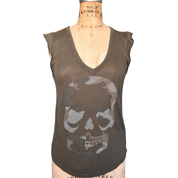 Zadig & Voltaire Studded Brooklyn Skull Sleeveless Top XS - Picture 1 of 6